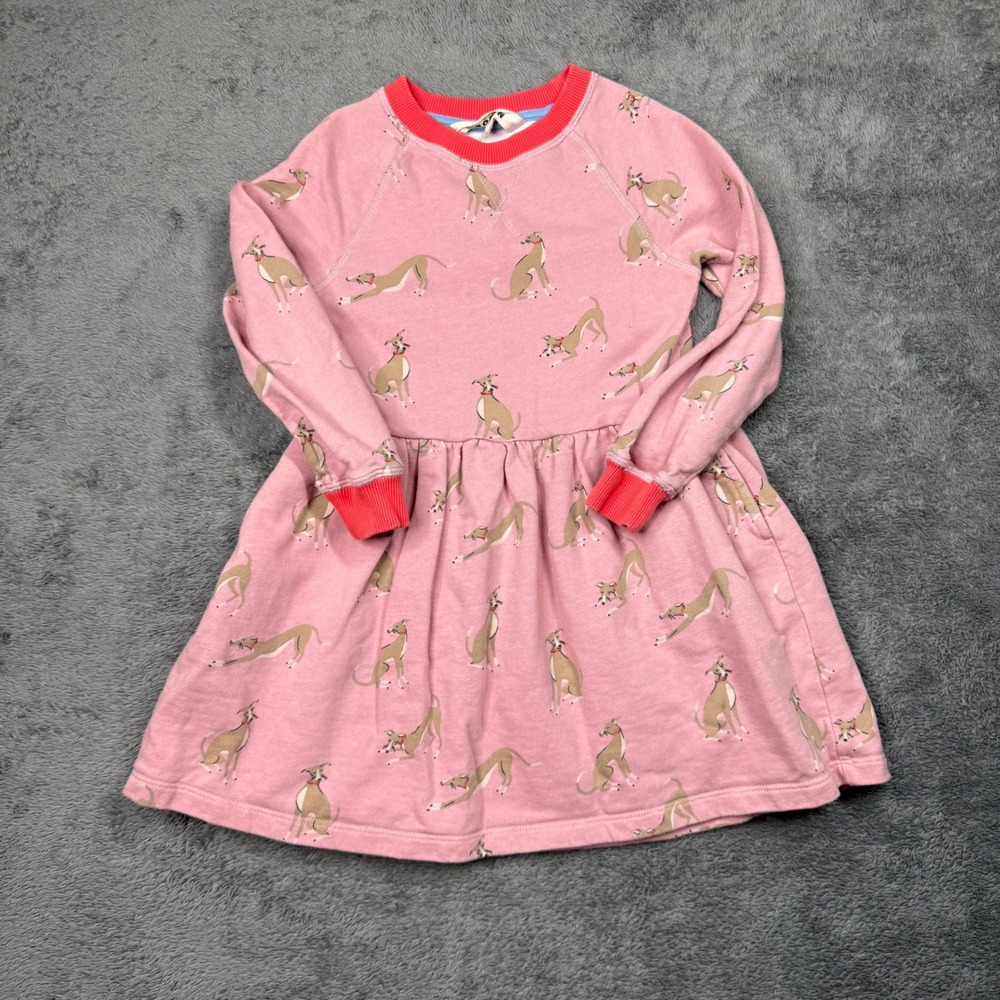 Mini Boden Vintage Pink Whippet Printed Sweatshirt Dress - Picture 2 of 7